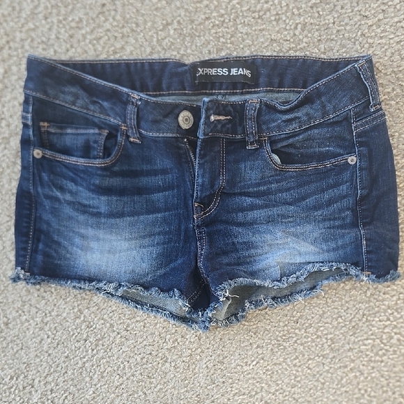 Express Blue Denim Cut Off Shorts Size 4 - Picture 1 of 7